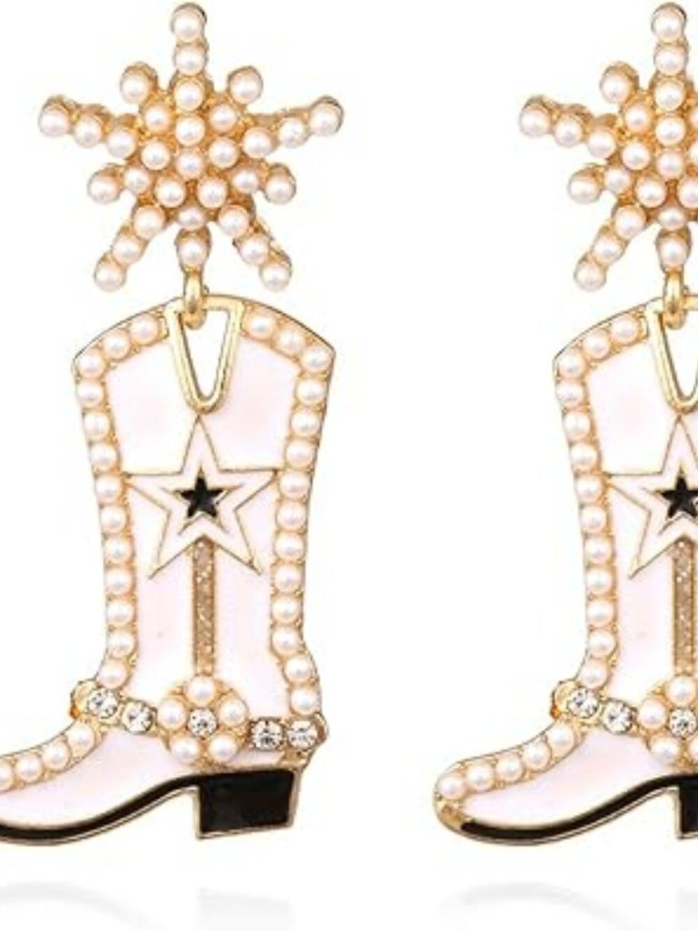 Cowgirl‎ Boots Earrings with Stars Country Concert Jewelry Boho Western